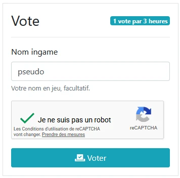 Exemple de page de vote pour SimpleSky sur serveur-minecraft.com